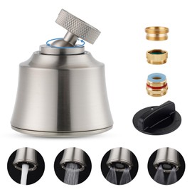 Faucet Sprayer Attachment 4 Spray Models Big Angle Swivel kitchen Sink Faucet Head Replacement, 55/64-27UNS Famale Thread, Male Thread Adapter Included, Brushed Nickel