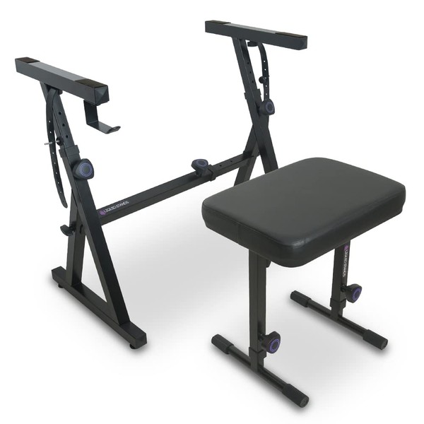 Liquid Stands Piano Keyboard Stand and Bench Set - Portable