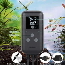 DIGITEN Heat Mat Thermostat Waterproof Temperature Controller DTC315 Greenhouse Thermostat Aquarium Temperature Controller Outdoor Plug In Thermostat 15A Temperature Controller Outlet for Seedlings Reptiles