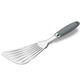 304 Stainless Steel Fish Spatula, Non-Slip Ergonomic Handle Slotted Spatula, Grey