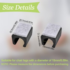 UFURMATE 40Pcs Plastic Chair Leg Floor Protectors With Felt Pads, U Shaped Tube Floor Protectors Non-Slip Rectangle Legs Tips Caps for Round Sled Base (15mm, Black)