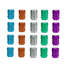 Tyre Valve Caps,20 Pieces Universal Size Aluminium Dust Caps for Car Bike Motorbike Bicycle Tyres(Green,Sky-Blue,Light-Gray,Orange,Purple)
