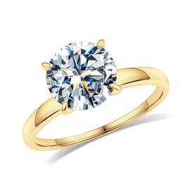 Solitaire Moissanite Engagement Ring for Women, D Color VVS1 Clarity, 18K Yellow Gold Plated 925 Sterling Silver, Perfect Wedding Ring, Proposal Gift, Elegant Moissanite Ring for Women 1.5CT Size 8.5
