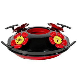LaElvish Garden Upgraded Replacement Metal Base, Fits LaElvish Garden Hummingbird Feeders ONLY (Black - Yellow)