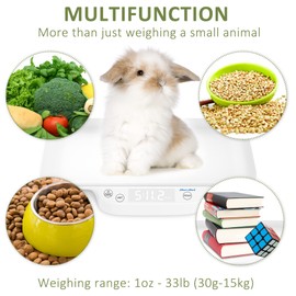 MomMed Digital Pet Scale, Portable Pet Dog Cat Scale with Hold and Tare Function, Precision Digital Scale, New Born Puppy and Kitten Scale with Tray for Puppy/Hamster/Little Bird/Rabbit/Kitten