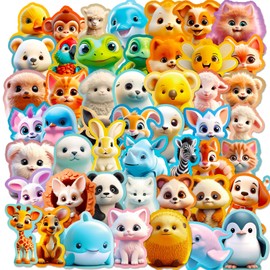 Azxndy 50pcs Cute Animals Aesthetic Vinyl Stickers and Decals,Waterproof Sticker for Water Bottles Bikes Luggage Computer Skateboard Laptop Skateboard DIY Scrapbook Luggage, Kids and Teens