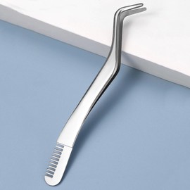 Moeagel つけまつげ ピンセット コーム付き 束感まつげコーミングピンセット 初心者向け 両端まつげコーム 使いやすい アイメイクツール (シルバー)