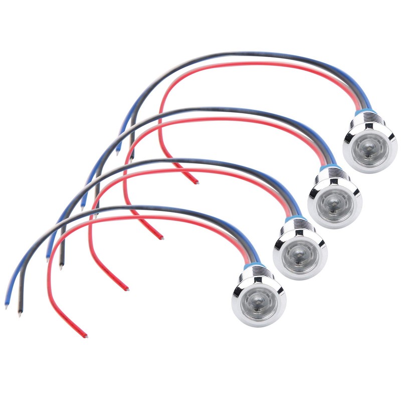 4 sets of common anode round LEDs, 10 mm pre-wired