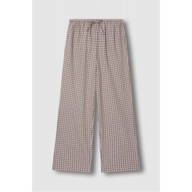 JAJU [JAJU] Women's Cotton Check 10-Minute Lounge Pants_Dark Cocoa