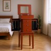 Standing Jewelry Armoire with 3 Drawers Mirror Wood Storage Cabinet