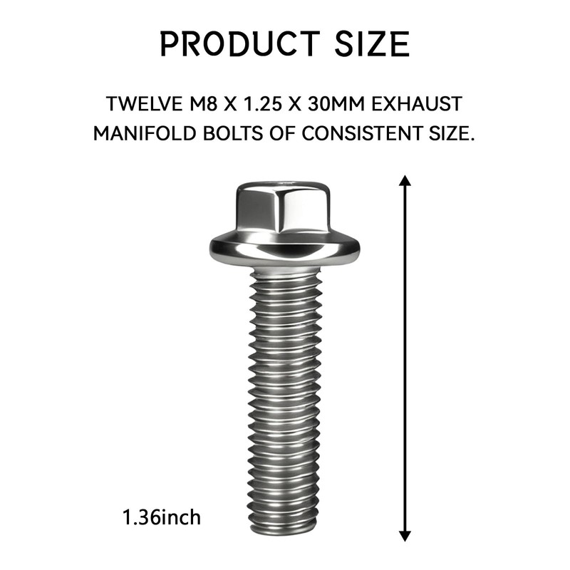 SWQS 12PCS ES75120 5.3 LS Exhaust Manifold Bolts, 10.9 Header