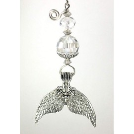 Large Mermaid / Whale Tail with Clear Glass Ceiling Fan Pull