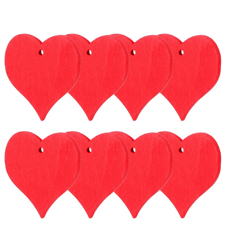 100Pcs Wood Slices HandMade Red HeartShaped Pendant Crafts DIY Wedding