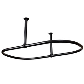 Zamuna Oval Shower Curtain Rail Rod For Bathroom, Ceiling Mounted for Clawfoot Tub, Large and Heavy Duty Ceiling Mounted with Adjustable Support Side Stays -45 x 25 Inch (Free Curtain Rings) (Black)