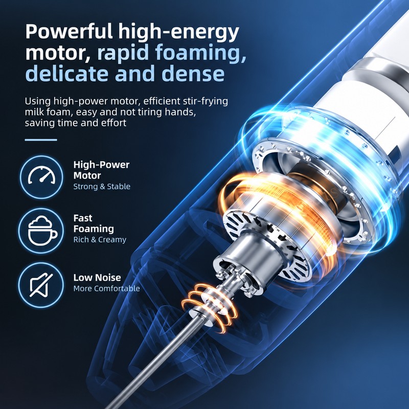Wireless Milk Frother Electric Type-C Handheld Blender Stainless Steel Mini