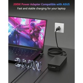 ADP-200JB D - Cargador para portátil para videojuegos de 200 W para Asus Rog Zephyrus G15 2021 GA503QM GA503QS GA503 ROG Strix G15 G17 G513 G513QE G713 TUF Gaming A15 A17 F17 TUF TUF TUF F15 FX516PR