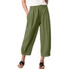 Zontroldy Linen Capri Pants for Women High Waisted Wide Leg