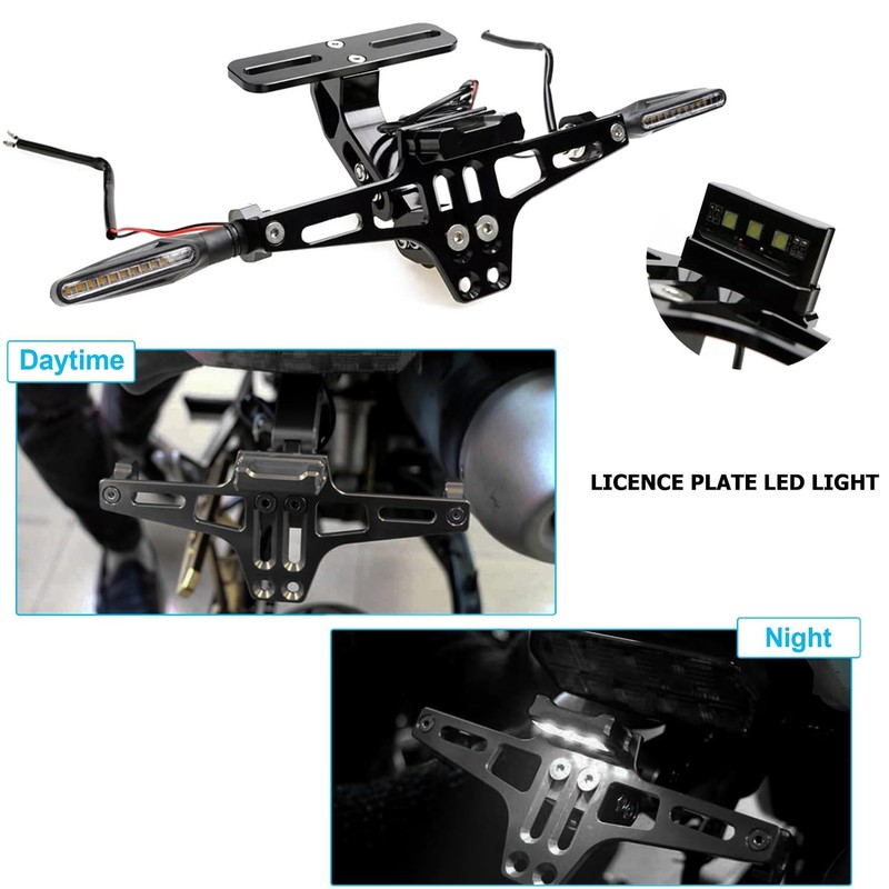 Motorcycle License Plate Holder with Left/Right Turn Light Motorcycle License