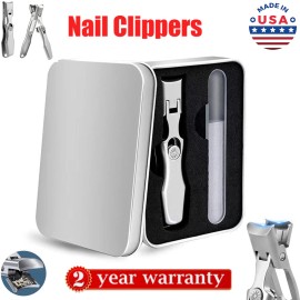 MM Electronicles Professional Ultra Sharp Wide Jaw Nail Clippers for Thick Nails - Anti-Splash