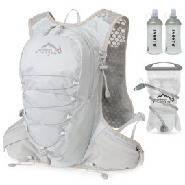 INOXTO running water bag vest backpack with1.5L water bladder hydration pack backpack suitable for running, cycling, mountain climbing, camping for men women (Gray2024)