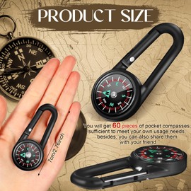 Kanayu Magnetic Compass Keychain Small Pocket Compass Survival Mini Compass Hiking for Kids Adults Camping Backpacking Accessory (48 Pcs)