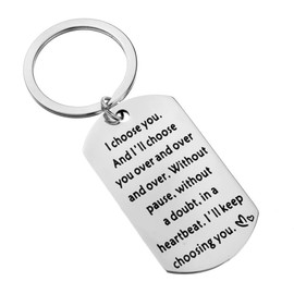 MULMINA Husband Boyfriend Keychain Family Men Keyring Jewelry Military Dog Tag Charm Key Chains Rings Love Christmas-All I will Choose is You, Over and Over Again