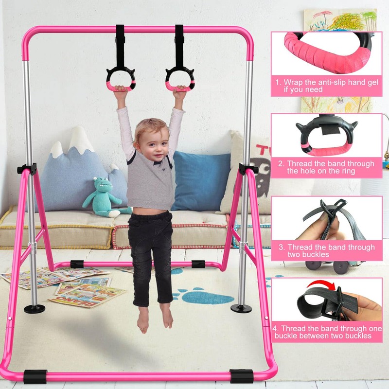 Tepemccu Expandable Gymnastics Bars,Adjustable Height Gymnastic Horizontal Bars,Junior Training Bar