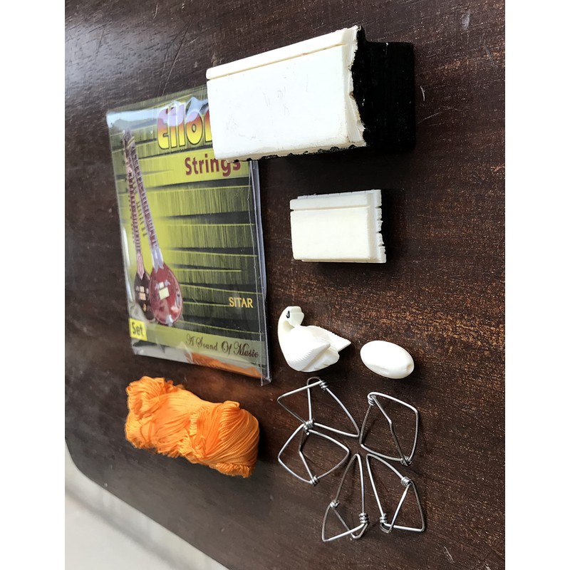 Sitar Accessories Strings Bridge Mizrab fret thread tuning beads set