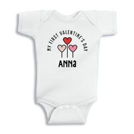 TATY Kids My First Valentine's Day Anna Baby Infant One Piece Bodysuit 24 Months White