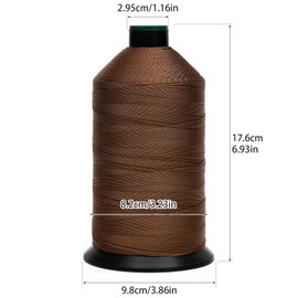 HILOHILO Extra Strong Bonded Nylon Thread #138 Tex135 – 16 OZ, 3000yds, Versatile Stitching Solution for Leather, Upholstery, Canvas Repair and More (Tawny Brown)