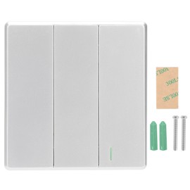 TDL‑9987‑3 Wireless Switch Remote Control 3 Button Panel Wall Mounted Switch Silver