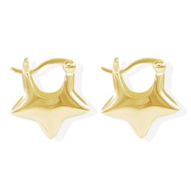 Pentagram Earrings for Women Gold Star Huggie Earrings Silver Cartilage Earrings Ear Piercing Star Earrings Retro Hollow Pentagram Earrings Jewelry Gifts for Women Girls(Gold)