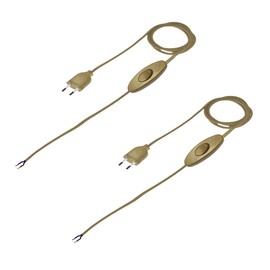HALOTEC | Pack of 2 1.5 m Gold Power Cord | With Plug and Switch | Length from Plug to Switch 100 cm, Switch to Free End 50 cm | Made in Italy | Highest Quality