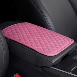 Car Center Console Cover PU Leather Auto Armrest Cover - Scratch Resistant/Wear-Resistant/Waterproof Universal Car Armrest Storage Box Interior Accessories (Black) - Color: Pink