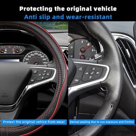 Funda para volante de coche, piel premium, diseño deportivo, rojo, compatible con Mazda 3, 5, 6, CX-50