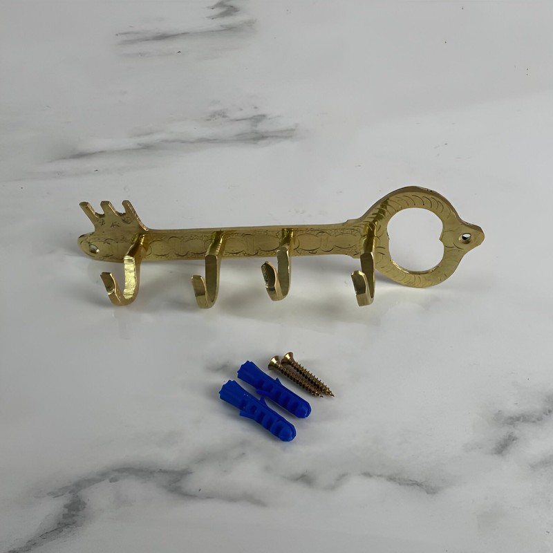 JUVOSY Unlacquered Brass Wall Hooks – Vintage Key Design –