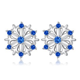 HOOHWE Snowflake Stud Earrings 925 Sterling Silver Christmas Earrings for Women Cute Winter Holiday Xmas Earrings Christmas Jewellery Gifts for Women