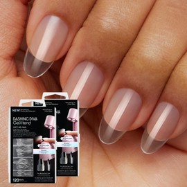 Dashing Diva GelXtend Nail Tips, 2 Pack - Clear, Medium Length, Round - Acrylic Nails with LED Glue - Lasts Up to 14 Days - False Nails - No-Soak, Easy Removal