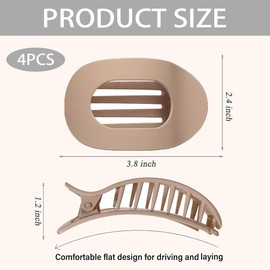 4 Pcs Wome Flat Hair Claw Clips, Curved Design Flat Hair Claw Clips, For Firmly Fixed-Hairs, Suitable for All Types of Hairs Can Be Easily Worn, is The ideal Choice for women and Girls (Mixed)