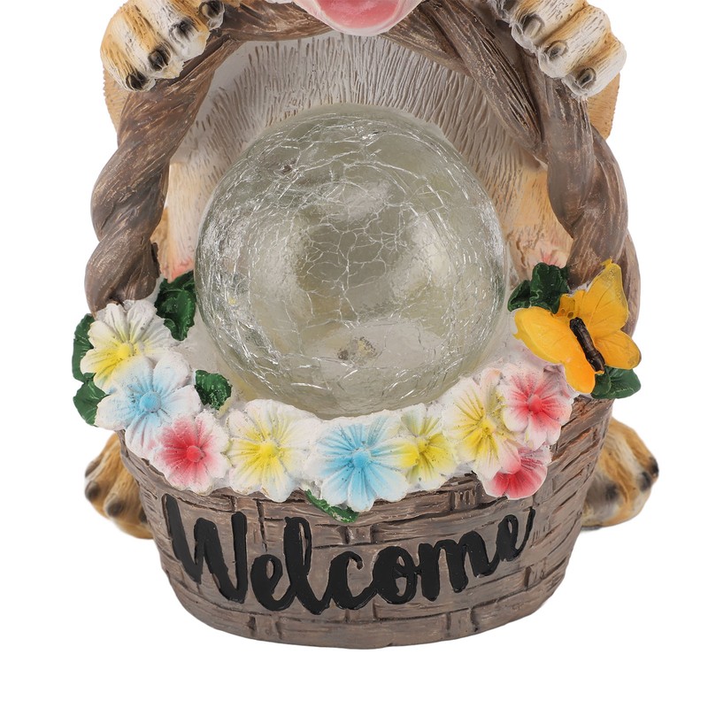 Solar Powered LED Light Dog Statue Decoration Solar Powered Puppy