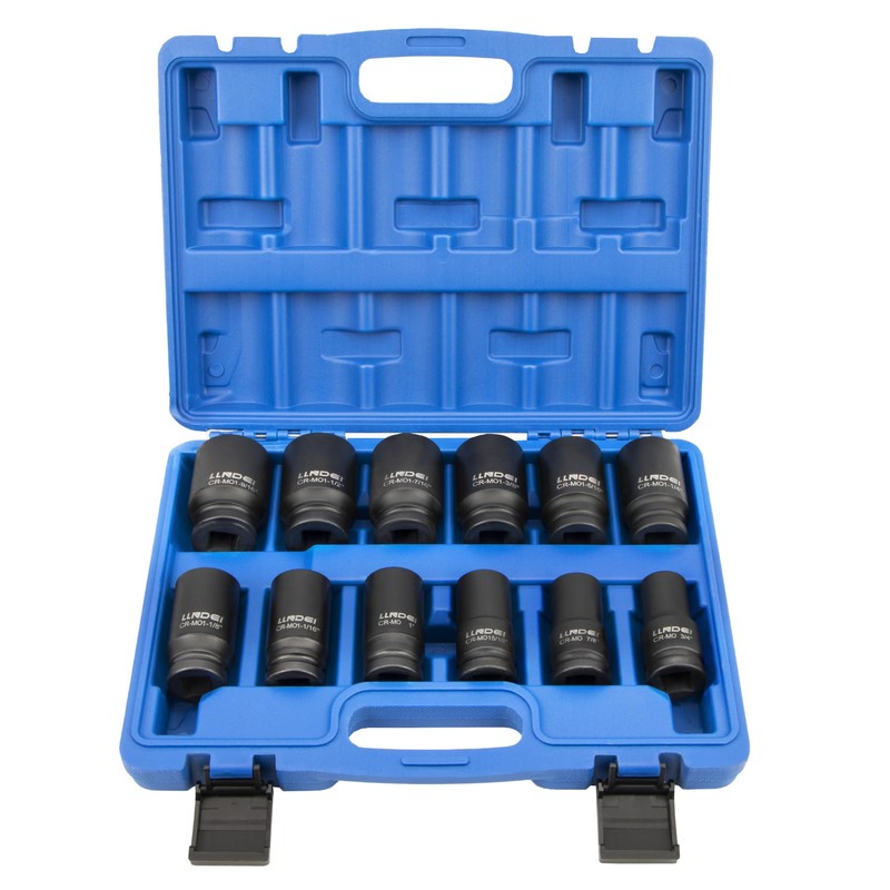 LLNDEI 3/4 inch Drive Impact Socket Set, 12 Piece Heavy