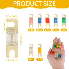 14PCS Midi Fuses 30/40/50/60/70/80/100Amp 32V, Mega Fuse, Automobile Fuse Bolt-on Fuse for Marine Power System Electric Hybrid Vehicle Automobiles DC Motor Car Audio Trucks