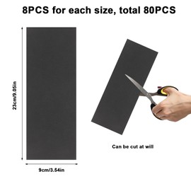 80 Pcs Sandpaper Assorted, Wet and Dry Sandpaper Sheets for Polishing Wood Metal Furniture Sanding Car 150 240 320 400 600 800 1000 1500 2000 3000 Grit Sandpaper(9x3.6 Inch)