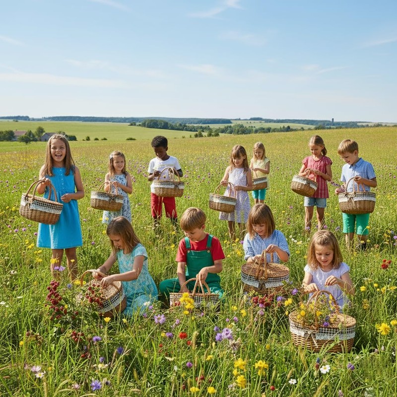 Wicker Picnic Basket with Lid and Handle Sturdy Woven Body