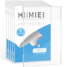 HIIMIEI Acrylic Sign Holder 8.5 x 11 Wall Mounted with Double Sided Tape, 8 1/2 x 11 Clear Plastic Frame for Office, Home, Store, and Restaurant No Drilling (6 Pack)