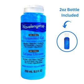Wavelength 1 Bottle x 250ML MP Blue Multi-Purpose Ultrasound Gel. Hypoallergenic, Non-Greasy, Premium-Quality. Made in Canada. 1 Bottle x 250ML. (1) Bonus 2oz Bottle Included.