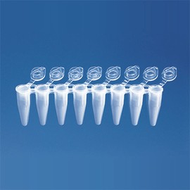 BRANDTECH SCIENTIFIC 781316 PCR Tube Strip with Attached Flat Cap, 0.2 mL Capacity, 8 Strip, White (Pack of 120)