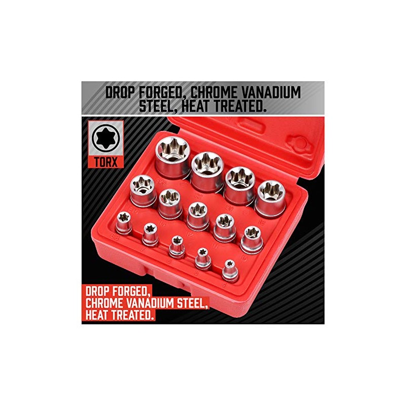 SEDY 14-Piece E-TORX Socket Set - Premium Female Torx Socket