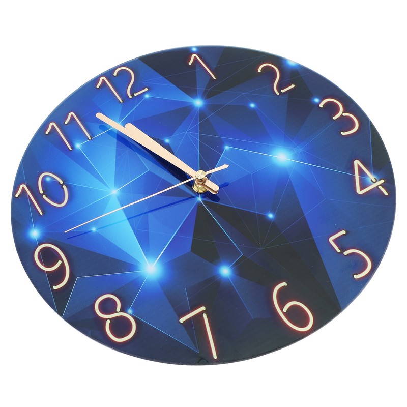 30cm Glass Blue Wall Clock for Living Room Decor Silent