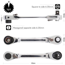 Bestgle 1/4" Drive Ratchet Handle, 1/4" Driver Bit 72-Tooth Mini Ratchet Wrench Reversible Socket Wrench Hex Torque Wrench Hand Tools